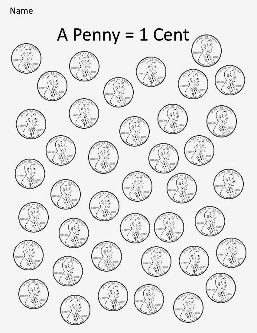 850x1100 Kindergarten And Mooneyisms Coins, Part One A Penny = 1 Cent