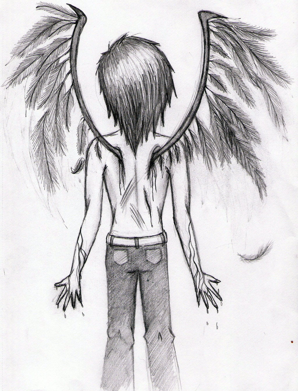 1024x1342 Man With Wings Drawing Cut Out The Middle Man Broken Wings By Izzy