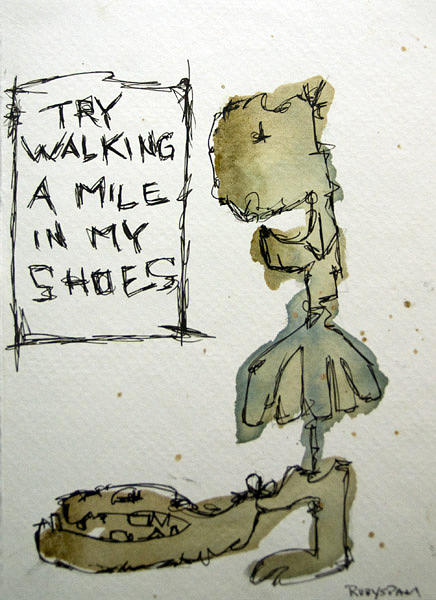 436x600 Try Walking A Mile In My Shoes Drawing By Rubyspam Mixed Media Artist