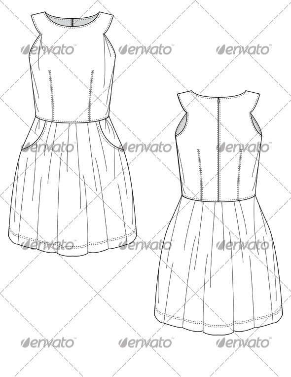 590x764 Flat Sketches For Mini Party Dress With Full Skirt By Studio524