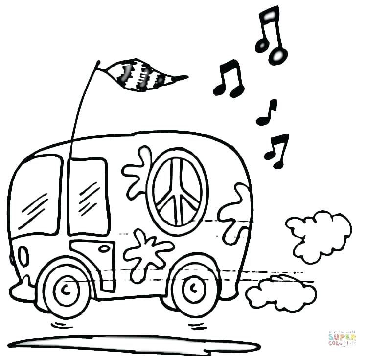 750x730 Coloriages Hippie Minibus Hippie Coloriages Hippies