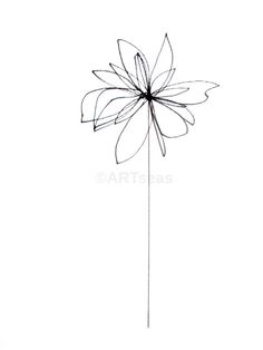 236x314 Minimalist Flower Drawing. Black And White Ink Sketch. Lily