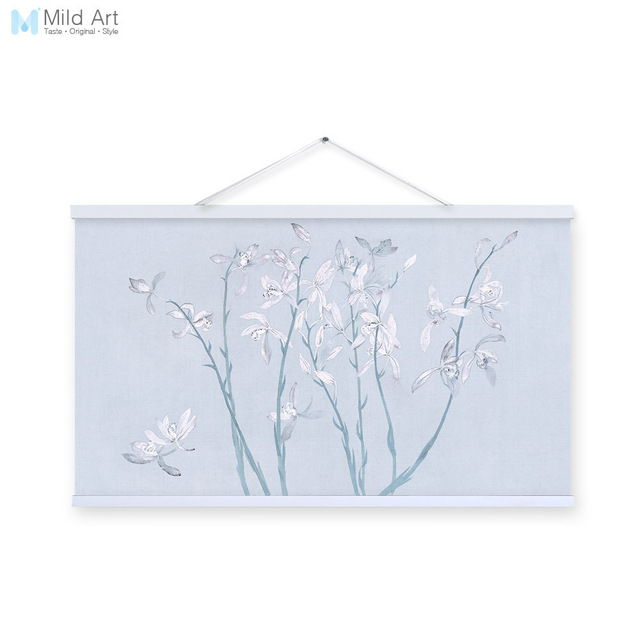 640x640 Nine Orchid Blue Modern Minimalist Poster Print Flower Drawing