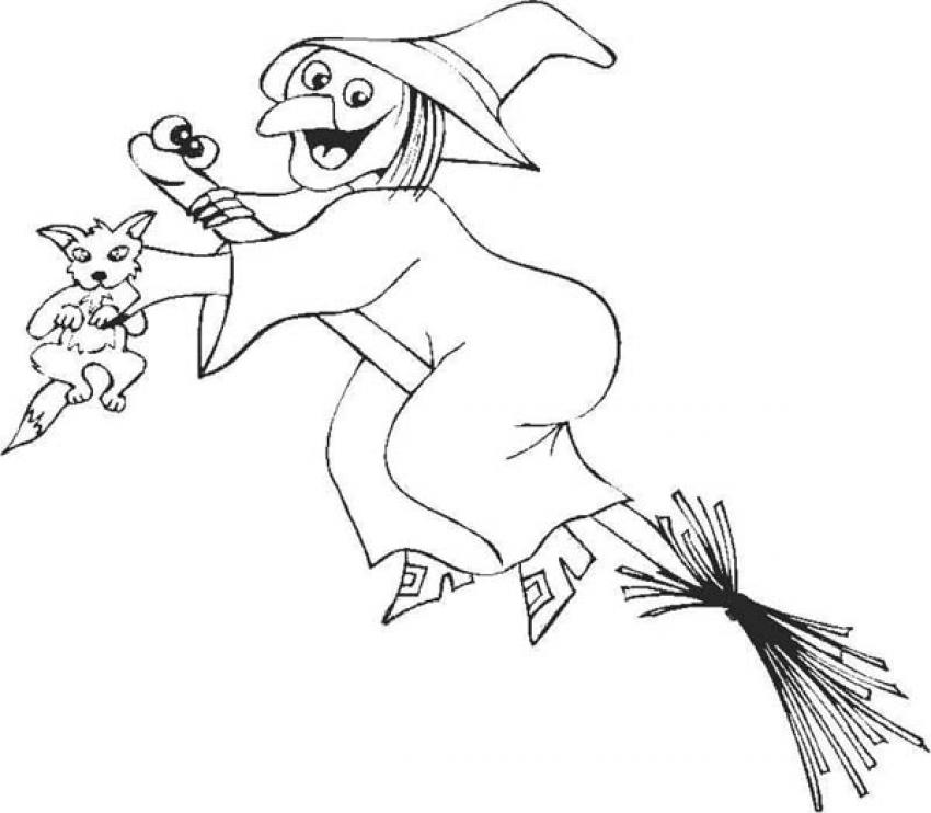 850x742 Witches Prepares Magic Mixture Coloring Pages
