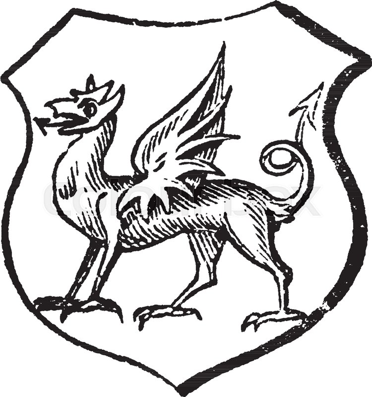 750x800 Dragon Is A Mixture Of Beast, Vintage Line Drawing Or Engraving