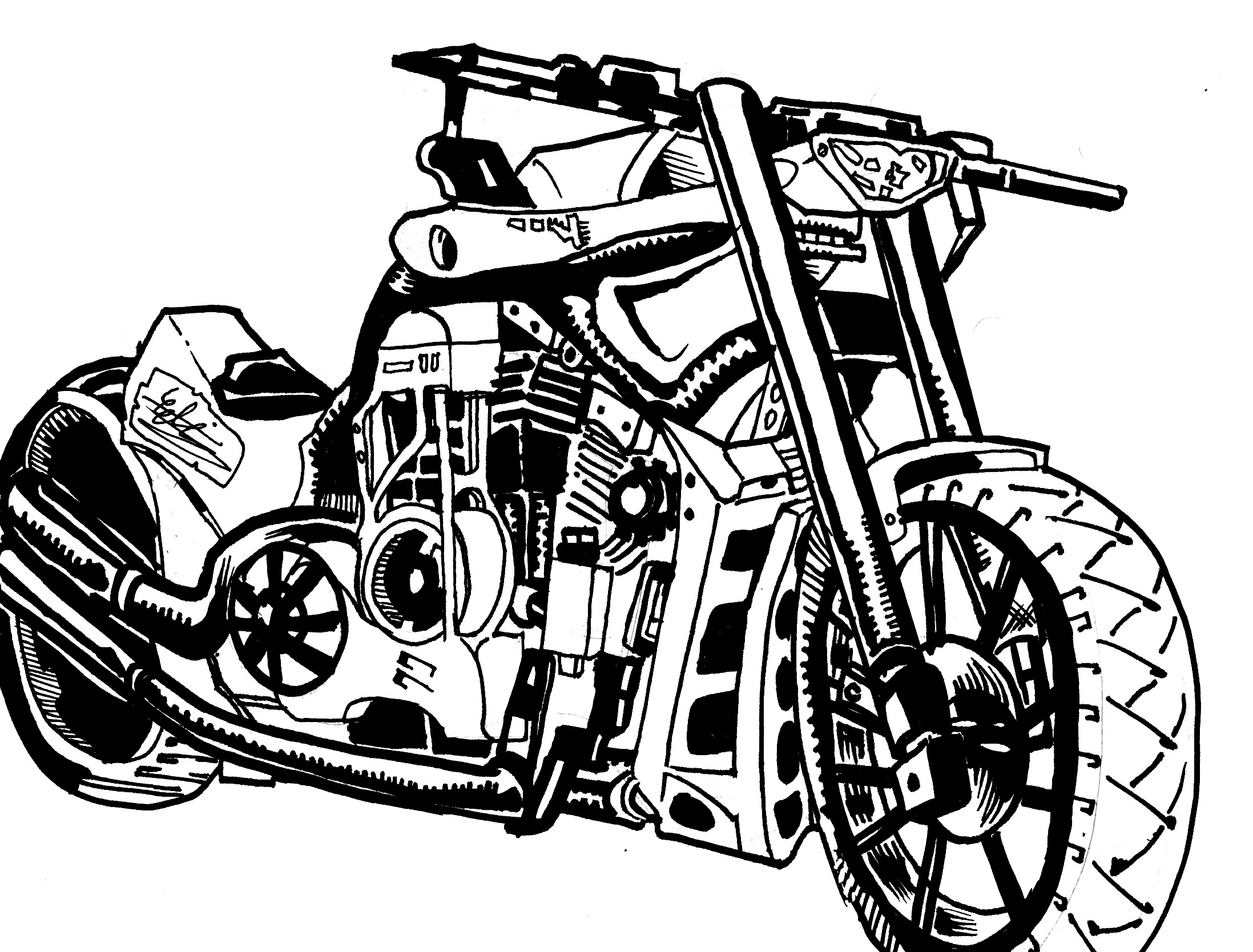 2195x1668 Motorcycle Sketch Speed Drawing (Pencil Sketch To Inks)