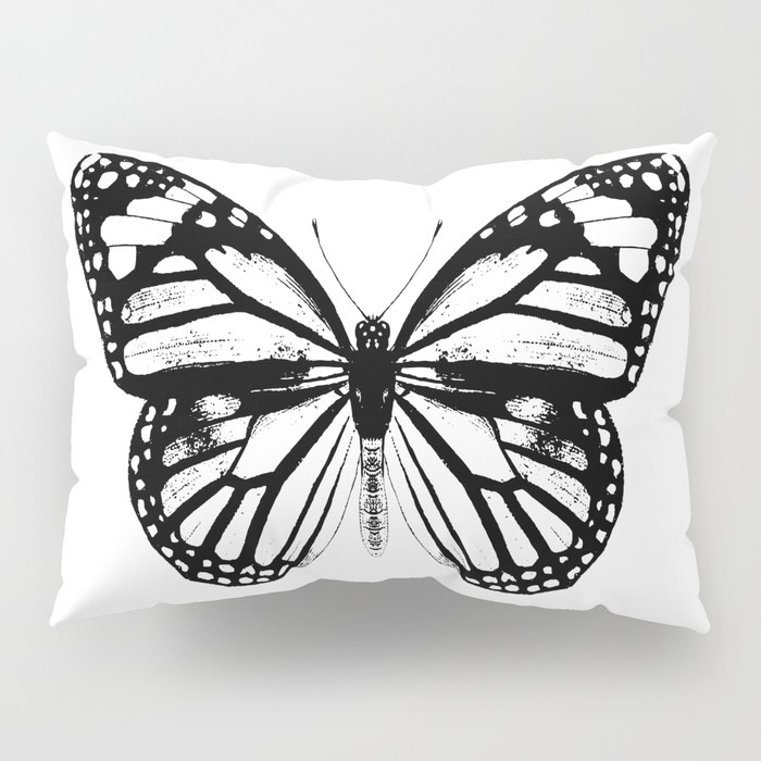 700x700 Monarch Butterfly Black And White Pillow Sham By Eclecticatheart