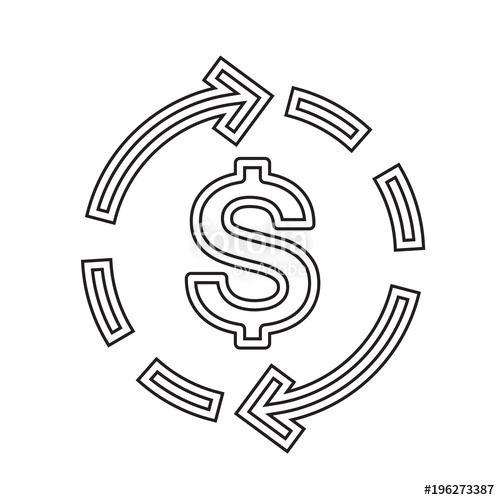 500x500 Dollar Symbol Vector Line Icon Isolated On White Background. Two