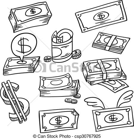 450x467 Doodle Money. An Image Of A Financial Symbol Doodle Set.