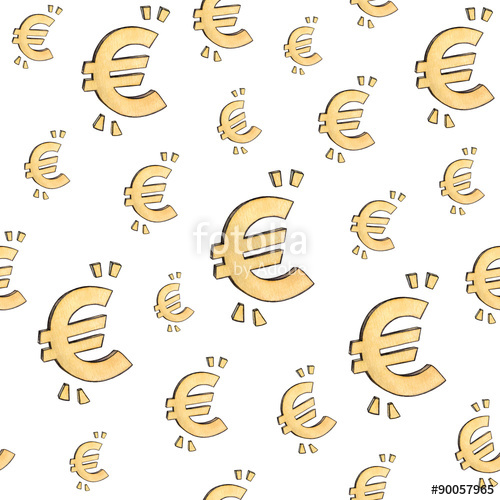 500x500 Euro Sign. Money Symbol. Seamless Pattern. Watercolor Drawing