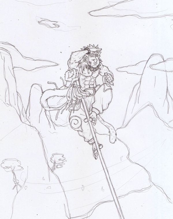 600x758 Sketch Fan Art Monkey King 2 By Akulangit