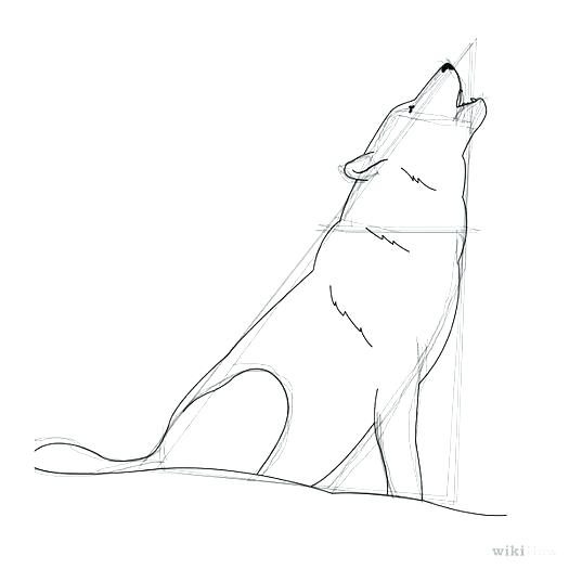 525x525 Wolf Howling Moon Outline Printable Coloring Free Easy Wolf