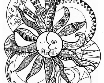 340x270 Moon Pen And Ink Etsy