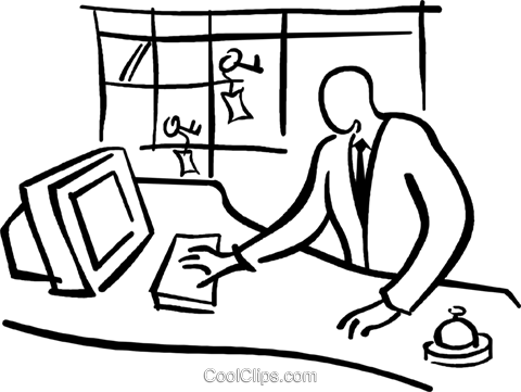 480x361 Hotel Front Desk Royalty Free Vector Clip Art Illustration