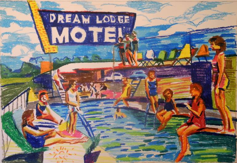 770x530 Saatchi Art Dream Lodge Motel Drawing By Stephen Abela