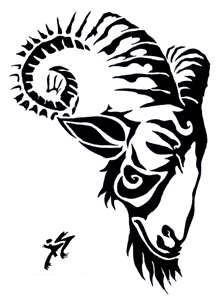 223x300 Black Goat Head Vector Design Dark Outline