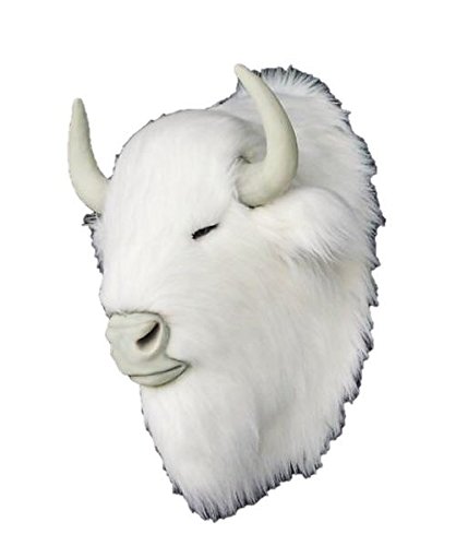 418x500 Buffalo Bison Head White Wall Mount With Faux Fur Amazon.co.uk