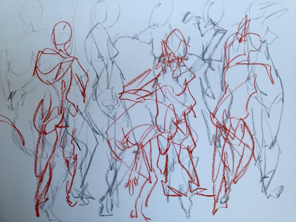 1024x768 Charcoal Drawing Of Moving Woman 2 By Barbarian J