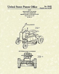 240x300 Riding Power Lawn Mower Patent Art Drawing By Prior Art Design