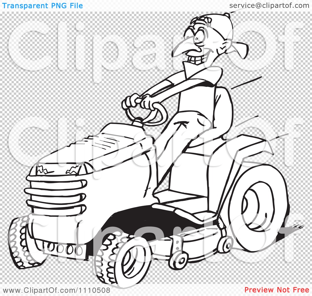 1080x1024 Clipart Black And White Man On A Riding Lawn Mower