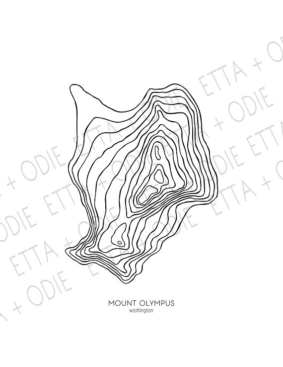570x738 Mount Olympus Print 8.5 X 11 Washington Topographical