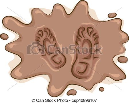 450x359 Mud Run Shoe Prints. Illustration Of Prints Made By A Pair