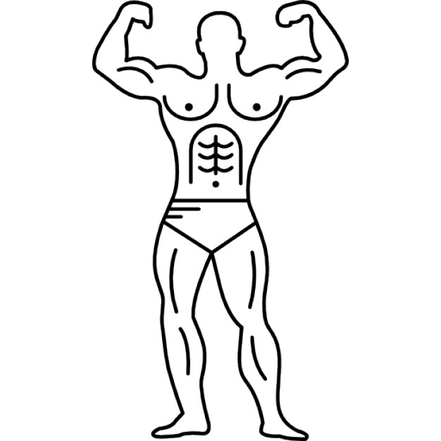 626x626 Muscular Outline Of A Bodybuilder Flexing Icons Free Download