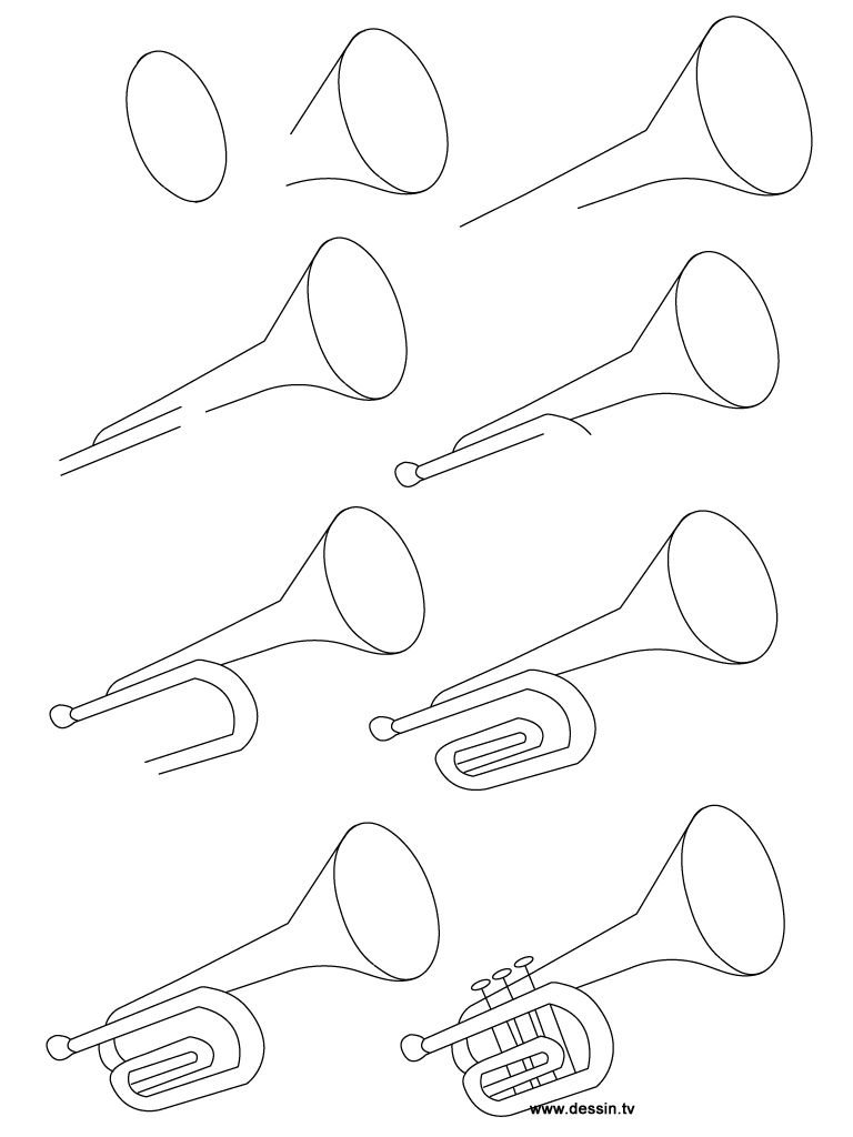 768x1024 Drawing Trumpet Musical Art Trumpets, Drawings