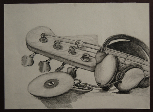 500x366 Music Ninga A Pencil Drawing I Did Focusing On Music. 2003