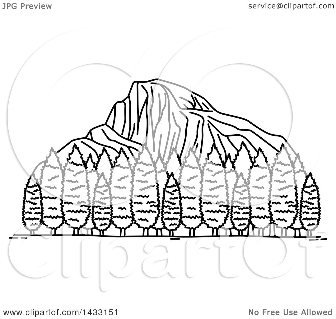 1080x1024 Clipart Of A Black And White Line Drawing Styled American Landmark