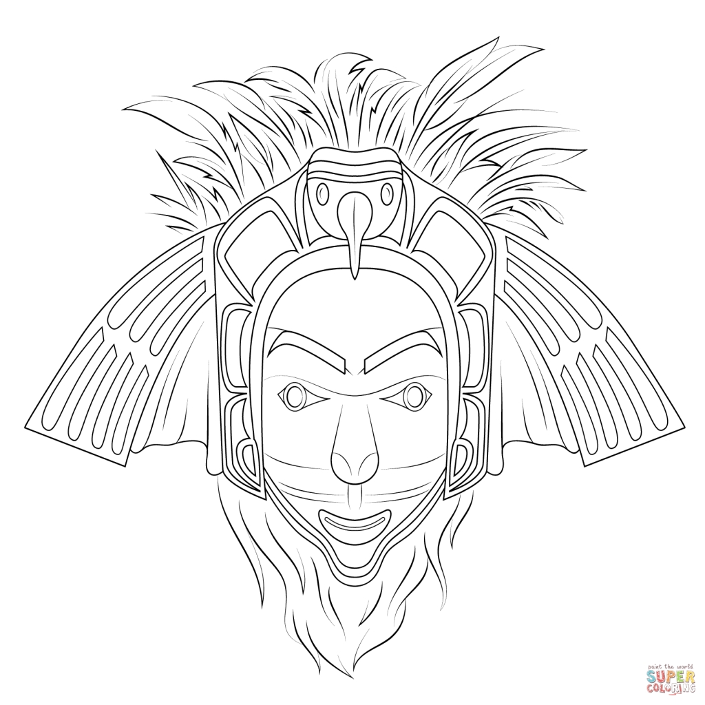 1024x1024 Native American Eagle Mask Coloring Page Free Printable Coloring