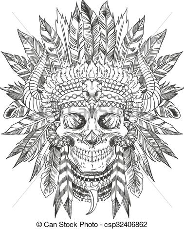 378x470 Native American Art Drawings Indian Chief Skull Clip Art Vector