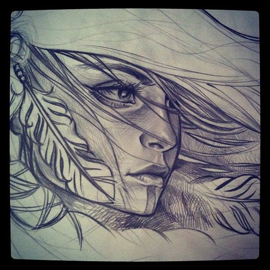 550x550 Native Indian Woman Drawing Group Of Wind In My Hair We Heart It