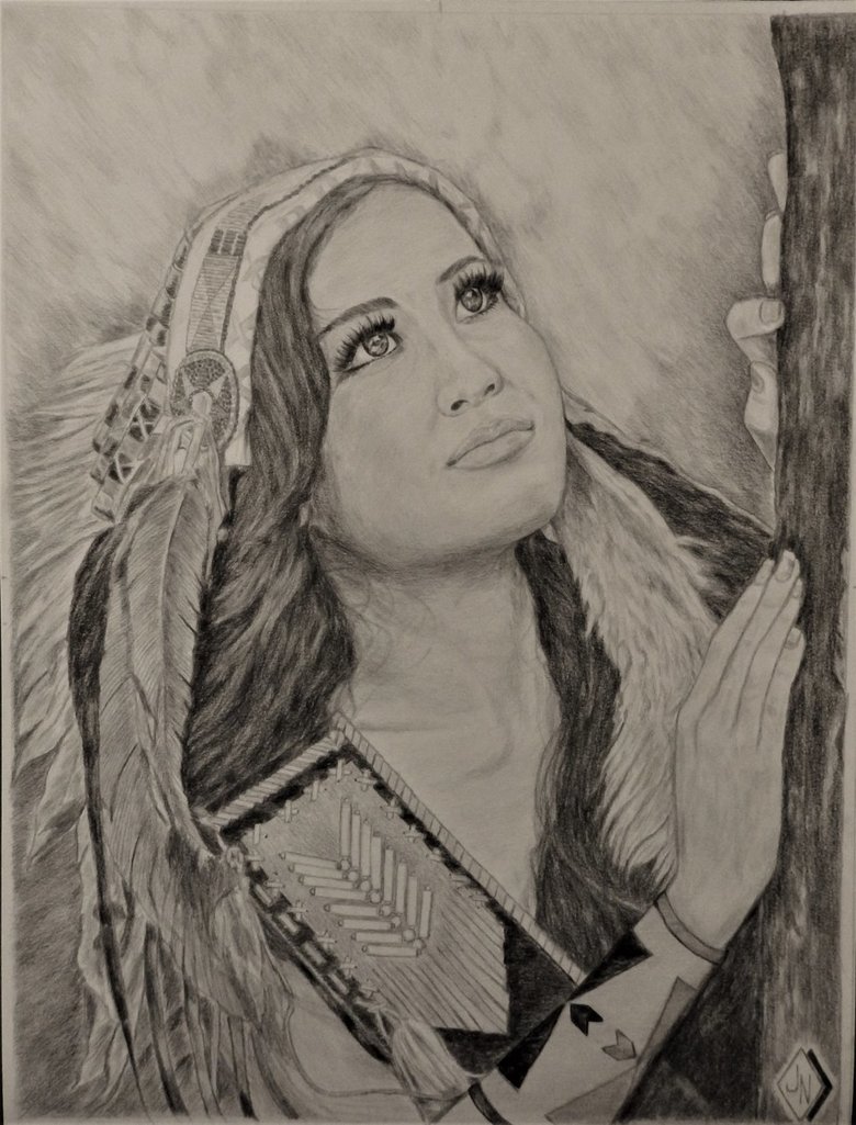 780x1025 Portrait Drawing Of A Native American Indian Woman By Jnorth1000