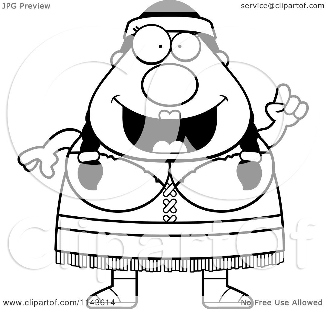 1080x1024 Cartoon Clipart Of A Black And White Chubby Native American Woman