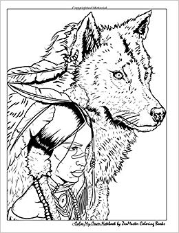 260x339 Color My Cover Notebook (Native American Woman And Wolf