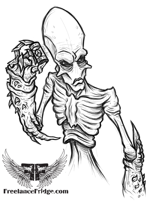 500x673 Collection Of Alien Creature Drawing High Quality, Free