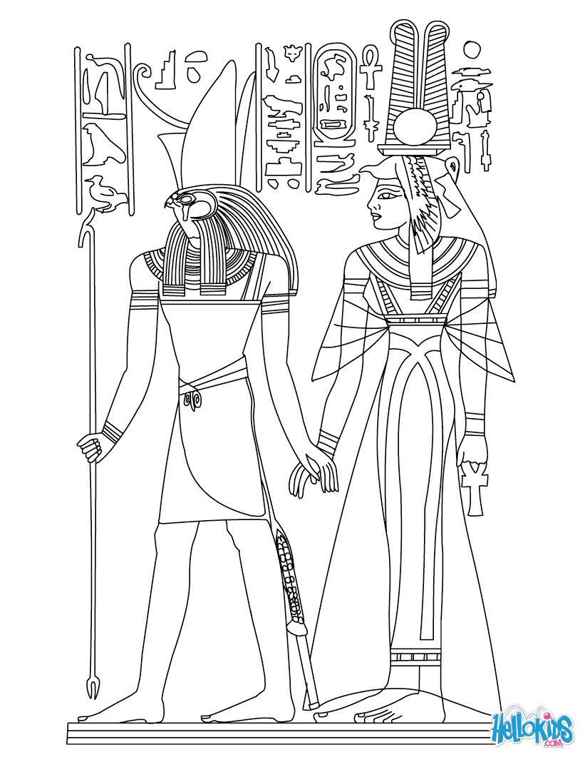 821x1061 Egyptian Coloring Pages Horus And Nefertiti Deities Coloring