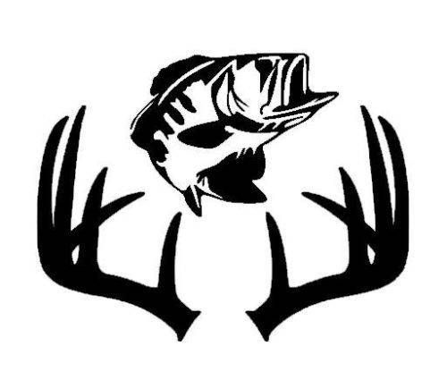 500x425 Fishing ( Fish And Antlers Design ) Vinyl Decal (Cartruck Laptop