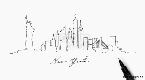 500x276 Pen Line Silhouette New York Stock Image And Royalty Free Vector