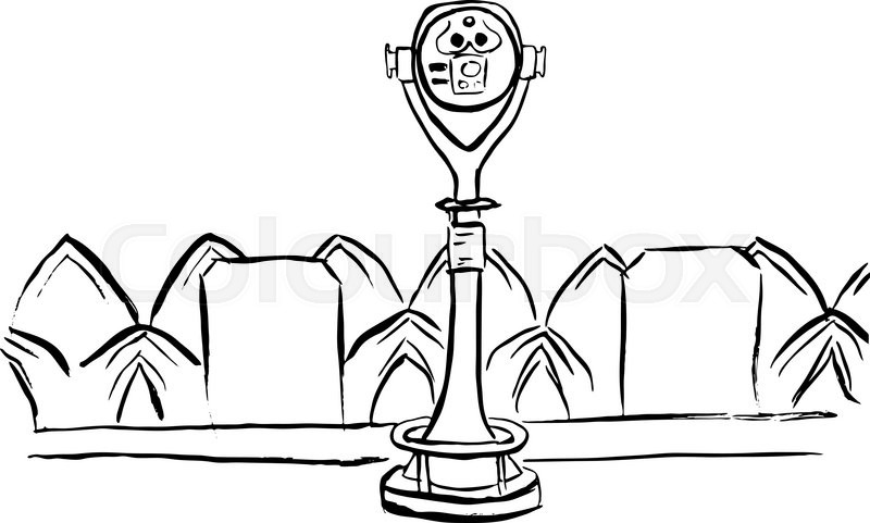 800x481 Touristic Binoculars From An Observation Deck In New York. Ink