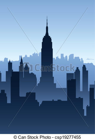 321x470 Manhattan Skyscrapers. Skyline Silhouette Of New York City