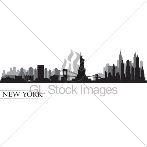 500x500 New York City Skyline Detailed Silhouette Gl Stock Images