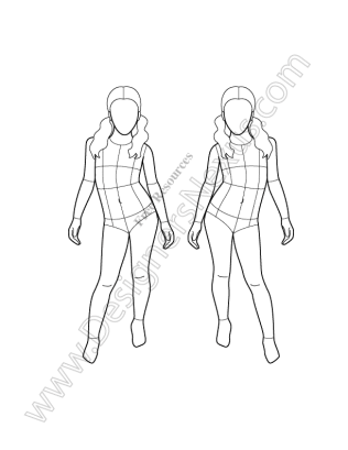 316x409 Fashion Drawing For Kids V18 Front View Girl Kids Croqui Template