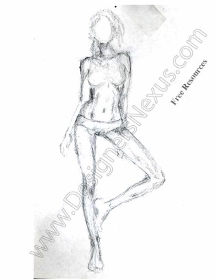 316x409 Fashion Sketch V2 Single Female Figure Drawing Front