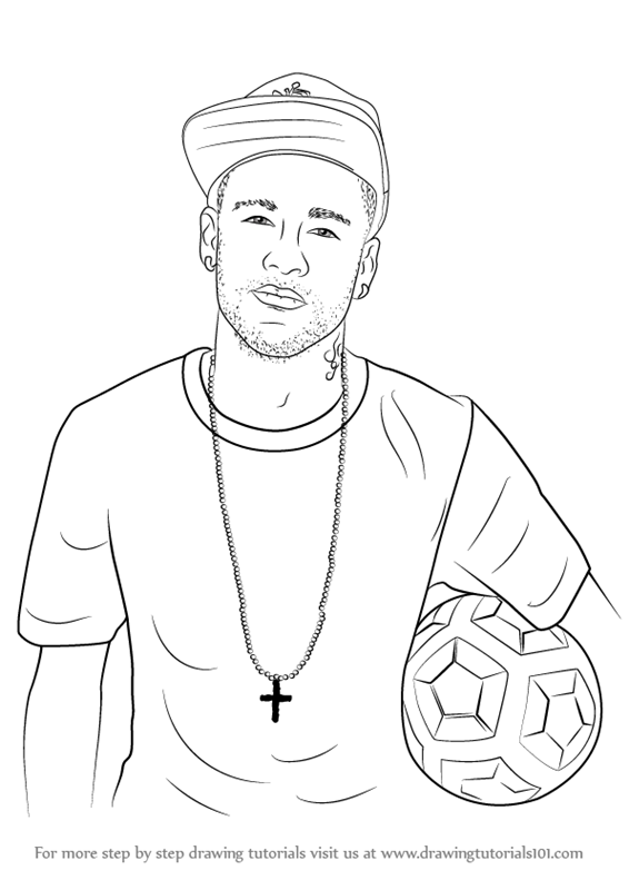 566x800 Learn How To Draw Neymar Jr. (Footballers) Step By Step Drawing