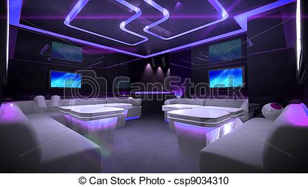 450x273 Purple Cyber Interior Room. The Nightclub Interior Design Stock