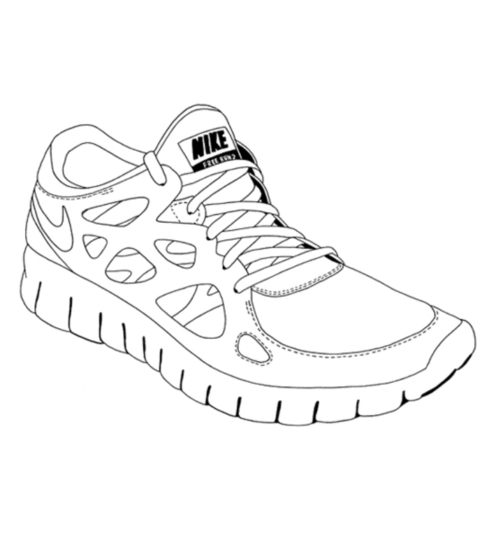 710x789 Collection Of Nike Free Run Drawing High Quality, Free