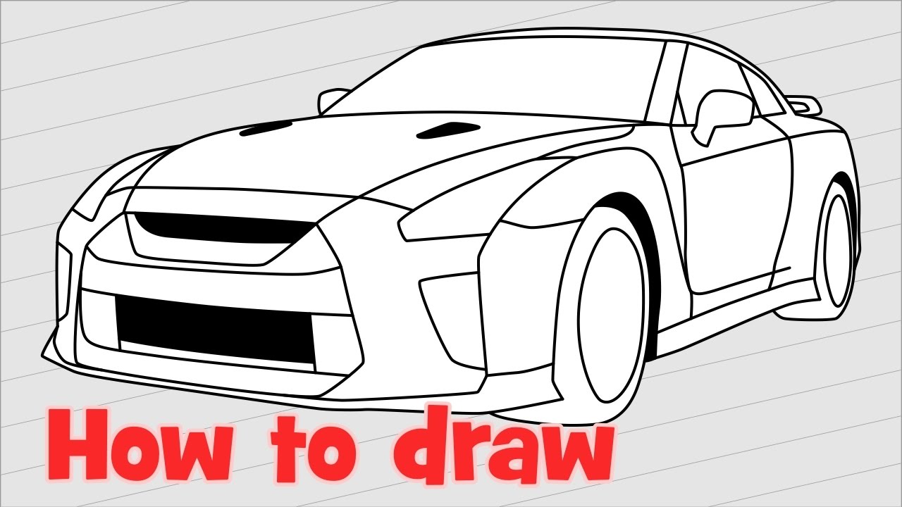 1280x720 How To Draw A Car Nissan Gt R Nismo 2017 Quick