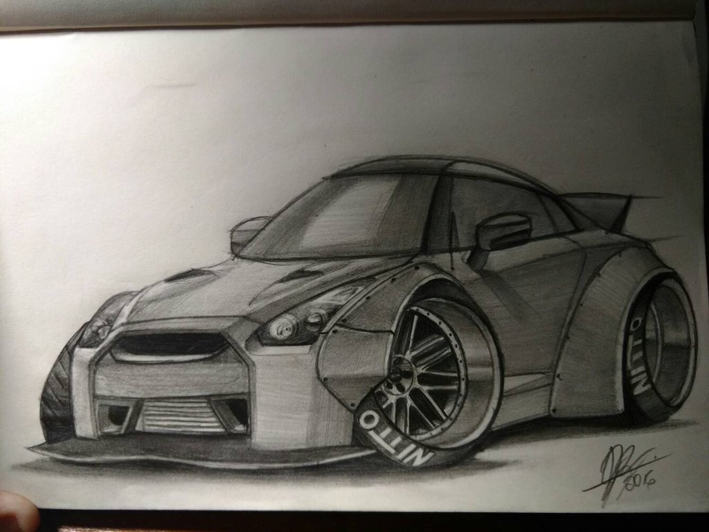 1024x768 Nissan Gt R R35 Cartoon By Jmdesign35